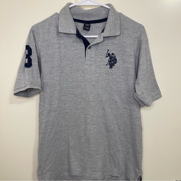 U.S. Polo Assn. Boys Grey & Blue Polo Collared Shirt (Size 10/12) - Picture 1 of 3